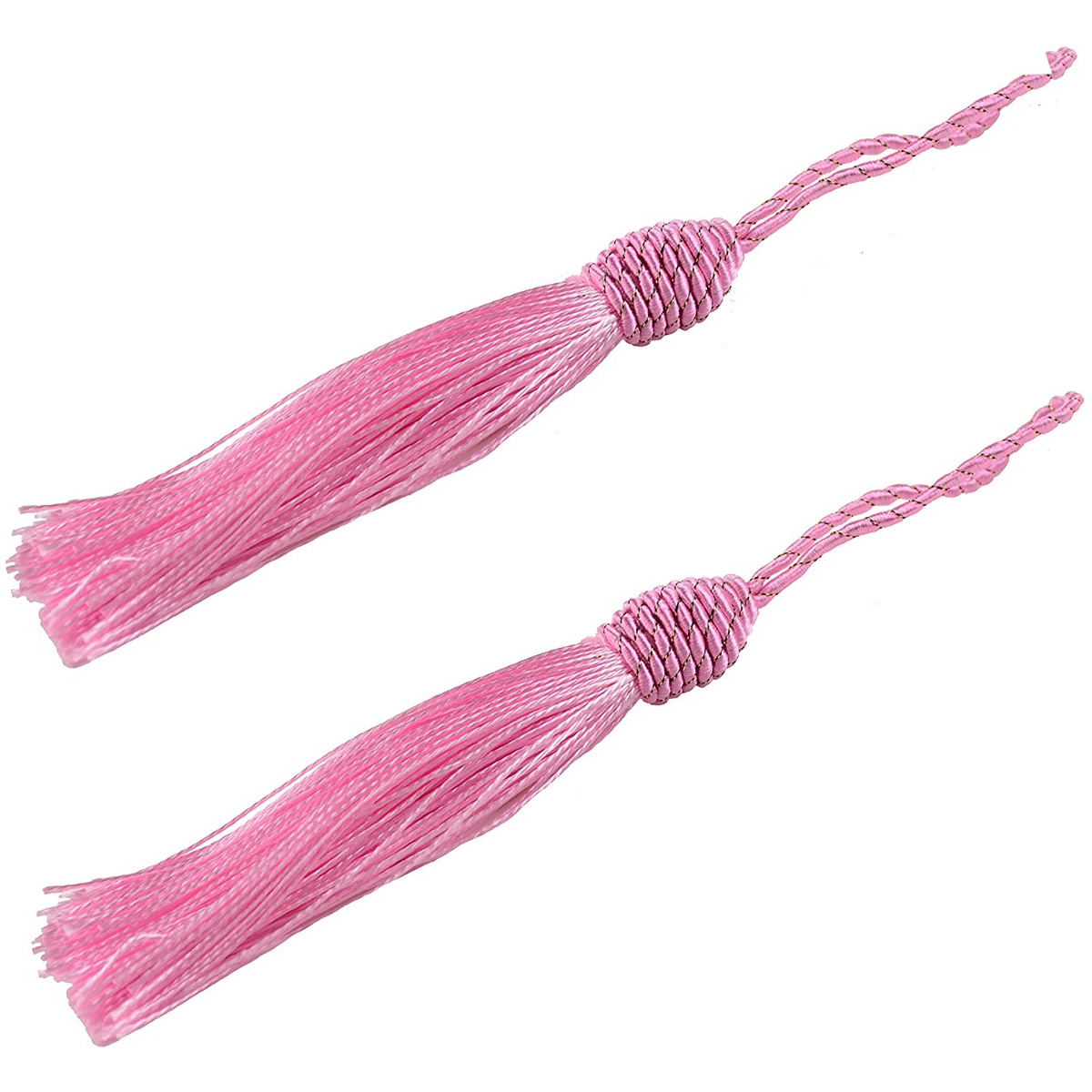 6 Inch Silky Floss Bookmark Tassels with 2-Inch Cord Loop and Small Chinese Bookmarks pink color